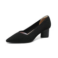 High heels for women thick heel pointed V-neck straight stripe solid color