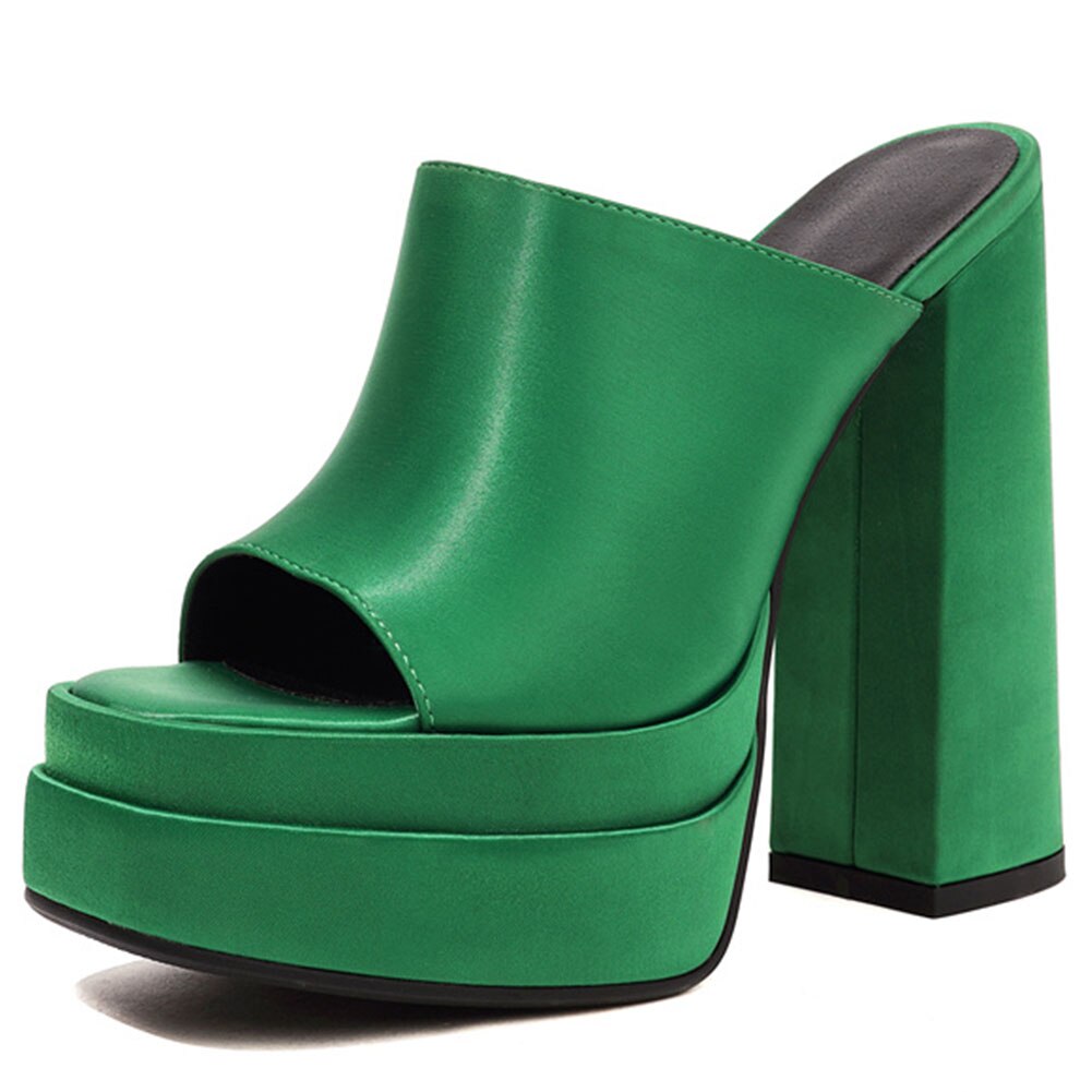 Mixed Color Platform Mule Sandals For Women Slip On Chunky Heel Super High Heels Brand New High Quality Shoes