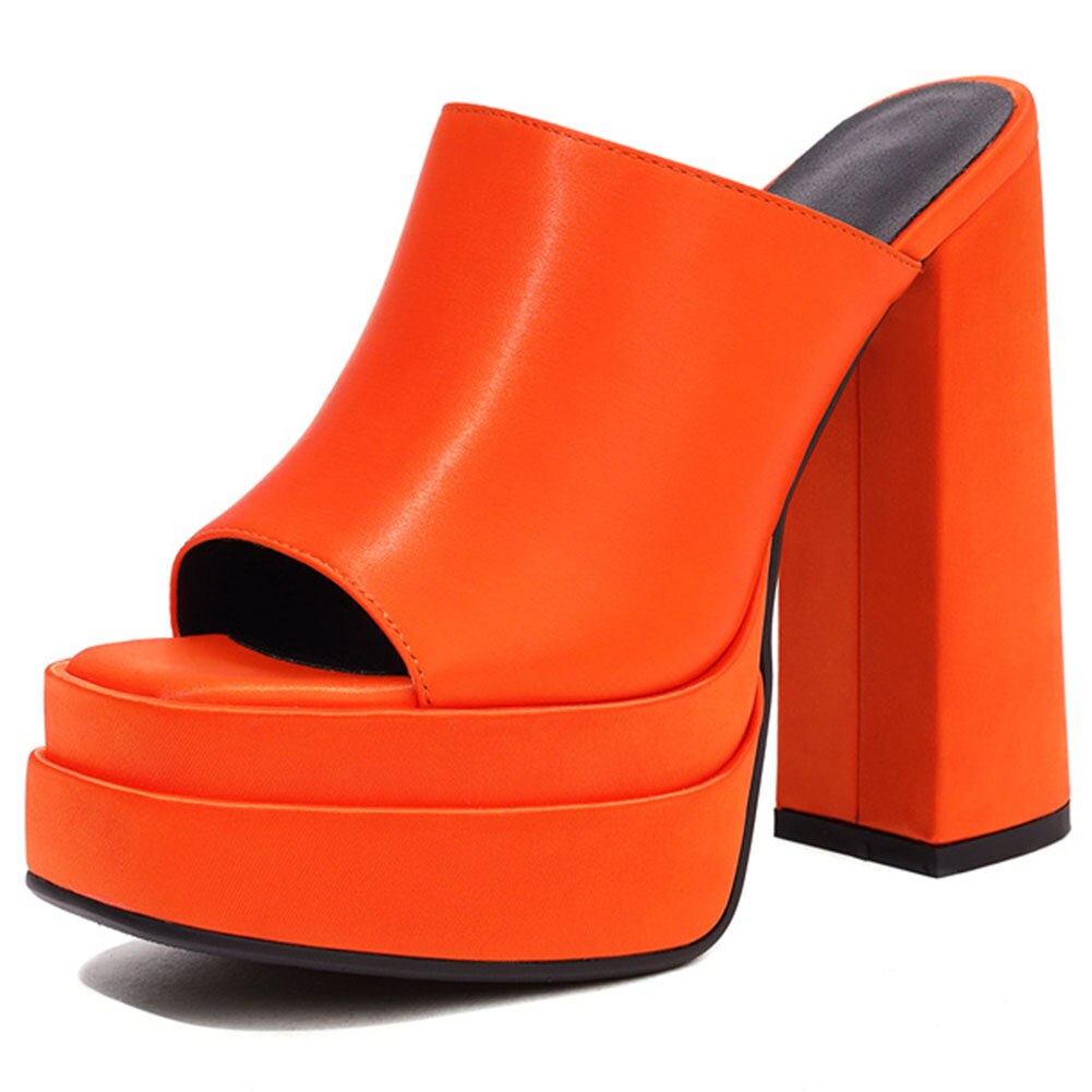 Mixed Color Platform Mule Sandals For Women Slip On Chunky Heel Super High Heels Brand New High Quality Shoes