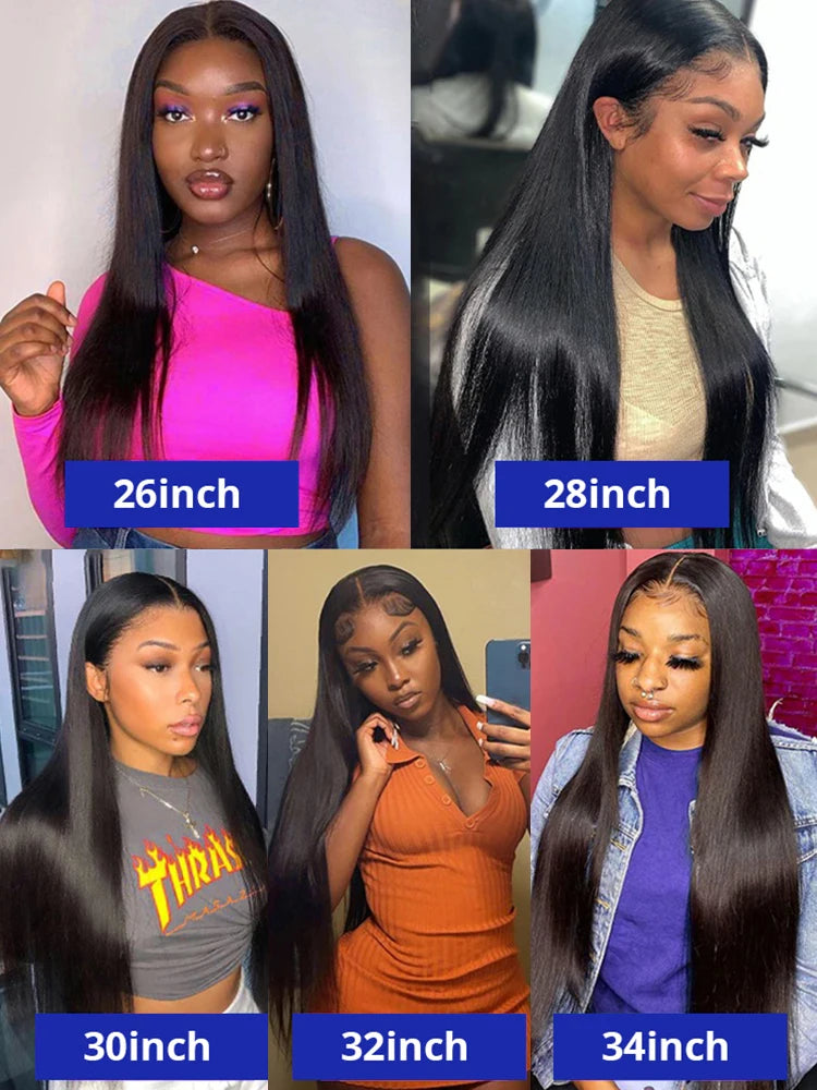 40 Inch Bone Straight Human Hair Wig 13x4 13x6 HD Transparent Lace Wigs Brazilian Full Lace Frontal Wig For Women 300% Density
