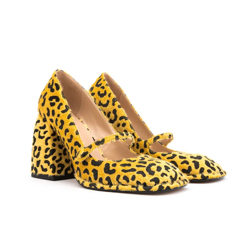 Brand Women's 9.5cm High Heels High Quality Sexy Leopard Buckle Single Shoes 34-45 Size Wedding Bride Party Women's Shoes