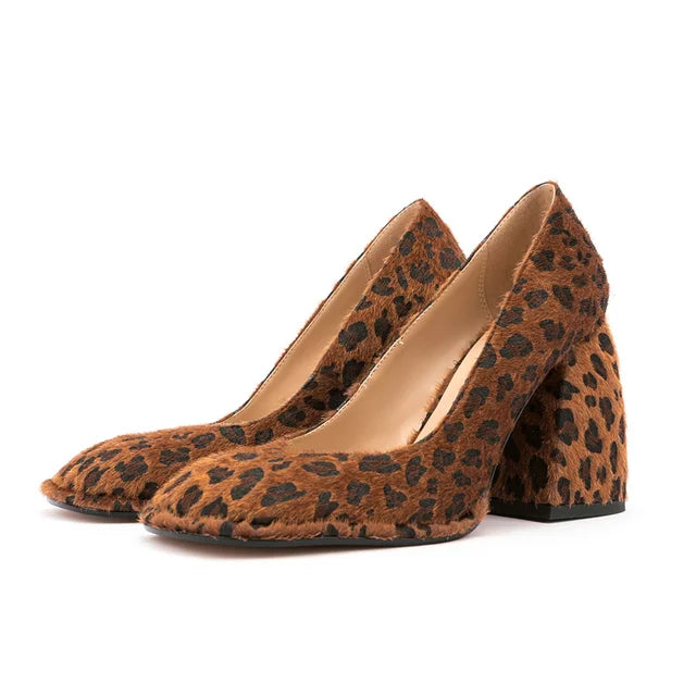 Brand Women's 9.5cm High Heels High Quality Sexy Leopard Buckle Single Shoes 34-45 Size Wedding Bride Party Women's Shoes