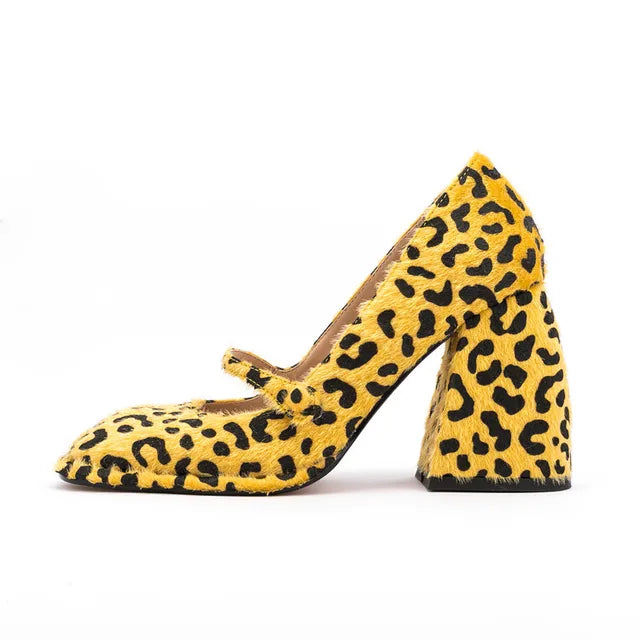 Brand Women's 9.5cm High Heels High Quality Sexy Leopard Buckle Single Shoes 34-45 Size Wedding Bride Party Women's Shoes