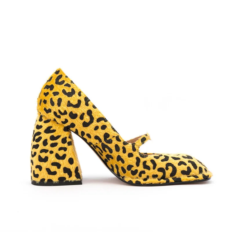 Brand Women's 9.5cm High Heels High Quality Sexy Leopard Buckle Single Shoes 34-45 Size Wedding Bride Party Women's Shoes