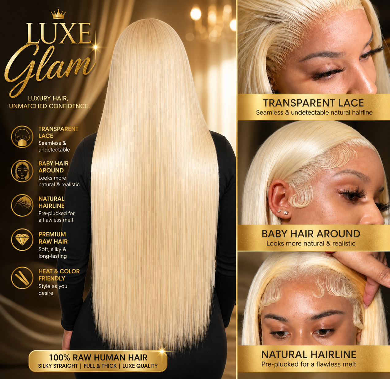 200% 613 Honey Blonde 13x6 HD Transparent Lace Front Human Hair Wigs For Women 34 36 Inch Straight 13x4 Lace Frontal Wig