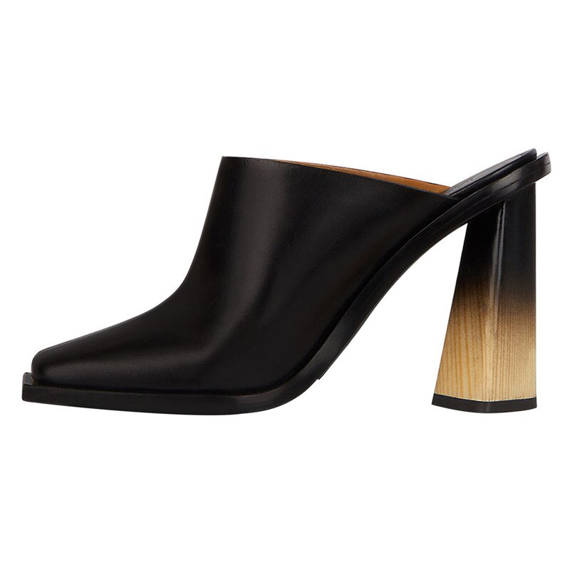 Summer Europe and The United States Catwalk High-Heeled Square Toe Toe Slippers Shaped Heel Sandals Large Size Ladies High Heels