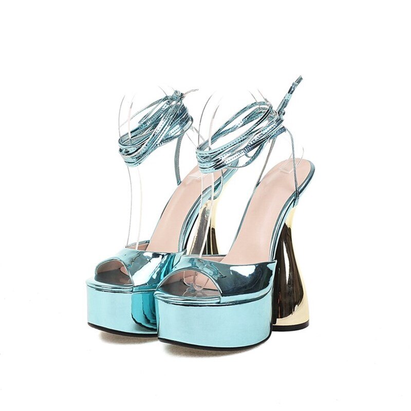 Summer Thick-Heeled High-Heeled Water Platform Sandals With Straps Plus Size 40-43 Women's High Heels
