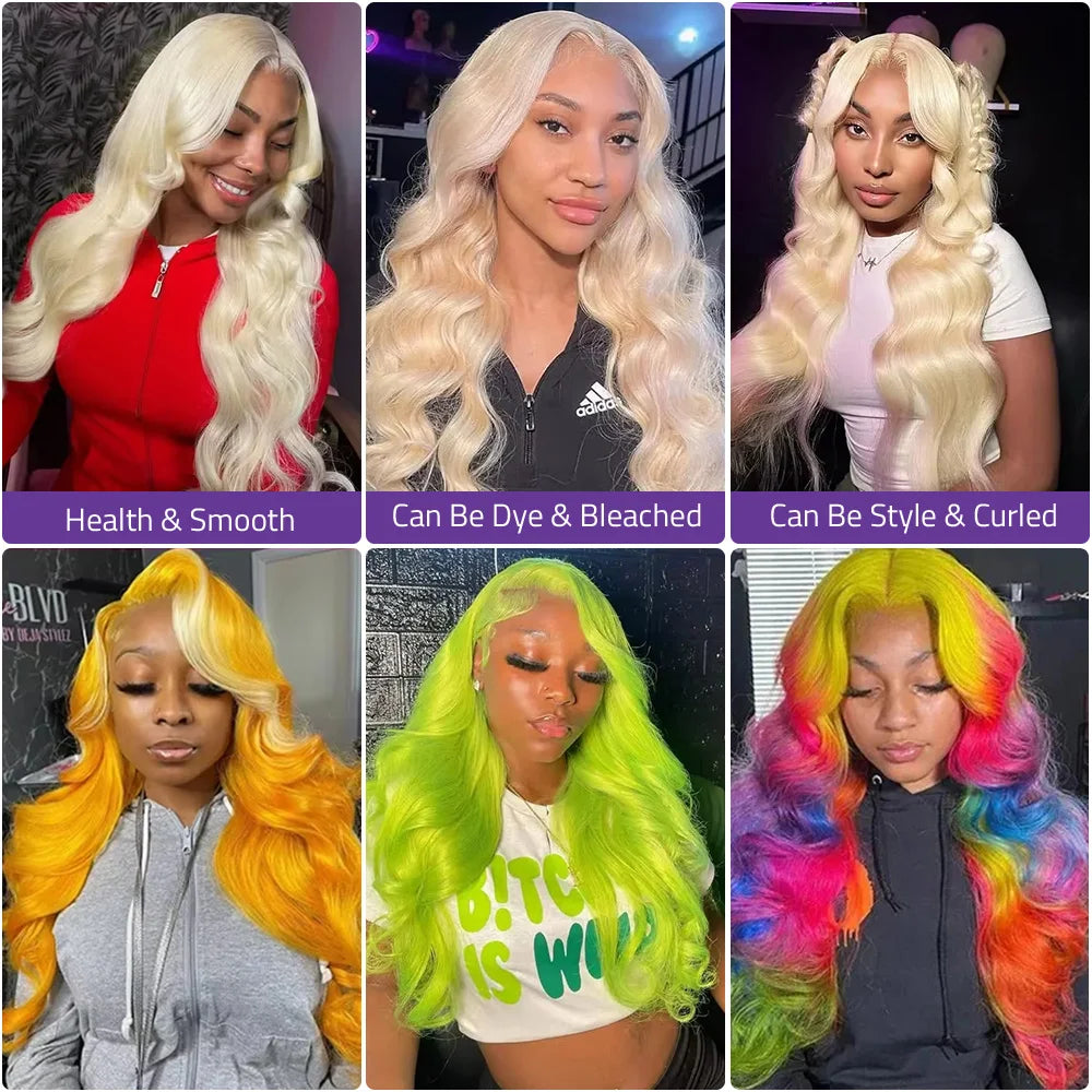 613 Blonde Body Wave Lace Frontal Wig Human Hair 220 Density 13x4 13x6 HD Transparent Lace Front Brazilian Pre Plucked Wigs