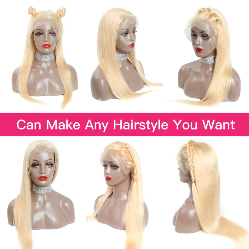 613 Honey Blonde 13x4 Lace Front Human Hair Wigs For Black Women Pre Plucked 13x6 360 Frontal Remy Brazilian Straight Wig 46inch
