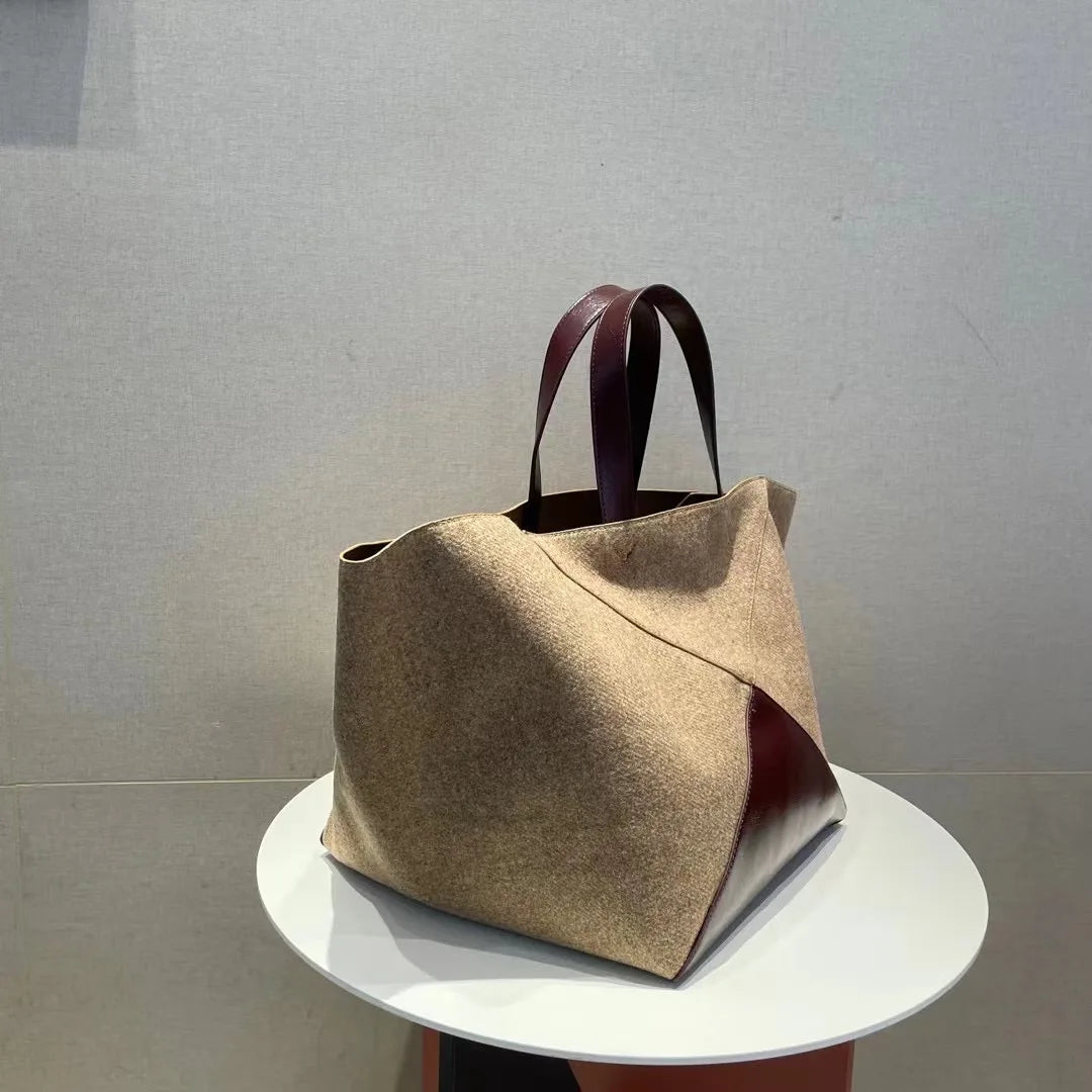 Large Totes Patchwork Suede Leather Female Shopping Bags Fashion Designer Quality Shoulder Bags Big Capacity