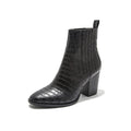 Autumn and Winter New Fashion Short Boots Thick Heels High Heels Crocodile Pattern Women's Leather Martin Boots