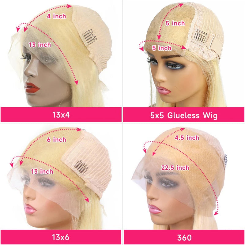 613 Honey Blonde 13x4 Lace Front Human Hair Wigs For Black Women Pre Plucked 13x6 360 Frontal Remy Brazilian Straight Wig 46inch