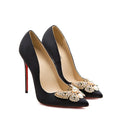Stiletto Satin High Heels Crystal Ladies Single Shoes Bowknot Women's Shoes Pointed Toe All-match Large Size Women's Shoes