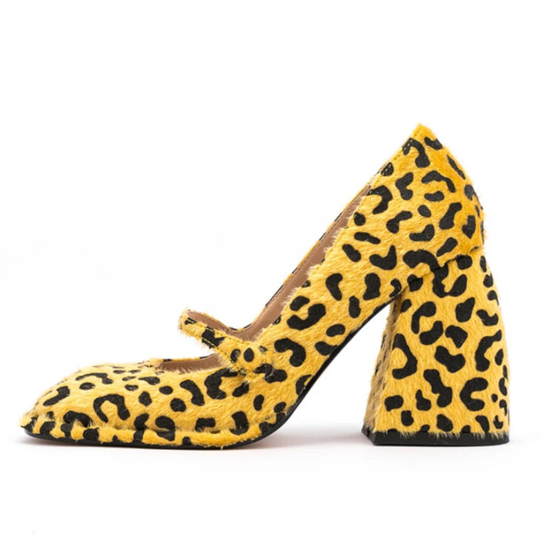 Brand Women's 9.5cm High Heels High Quality Sexy Leopard Buckle Single Shoes 34-45 Size Wedding Bride Party Women's Shoes
