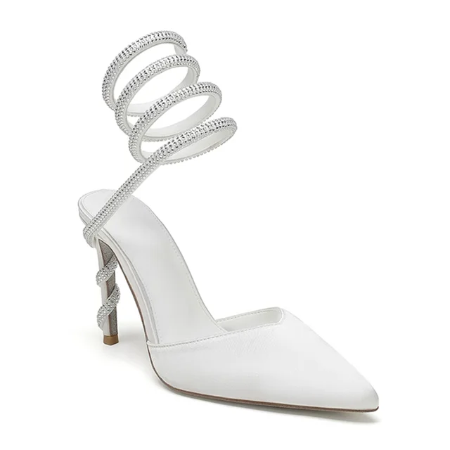 Serpentine Winding Crystal Women Pumps Summer Sandals Sexy Pointed Toe Stiletto Gladiator Dress Shoes Designer Party High Heels