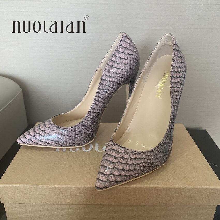 Fashion Woman Shoes Snake Printing Party Wedding Shoes Big Size 35-42 Sexy Pointed Toe Female High Heels Pumps Women Shoes