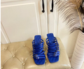 Summer Sexy Women's Belt Buckle Sandals Wild Sexy Ladies Furry Fur Slippers Brand Women's High Heels Dress Sandals