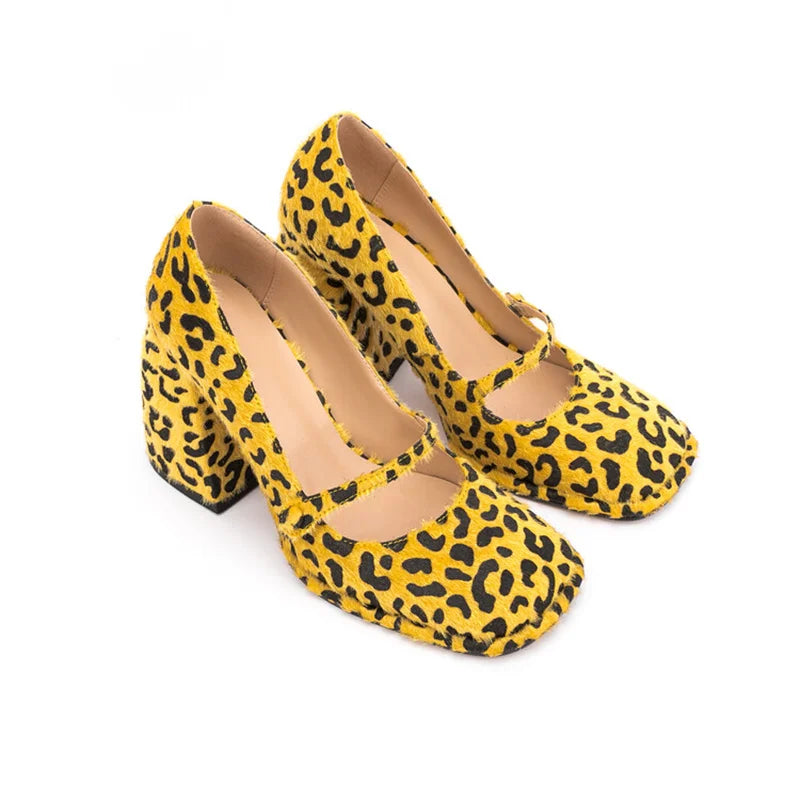 Brand Women's 9.5cm High Heels High Quality Sexy Leopard Buckle Single Shoes 34-45 Size Wedding Bride Party Women's Shoes