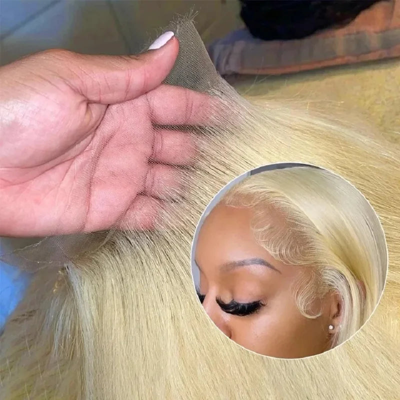 613 Honey Blonde 13x4 Lace Front Human Hair Wigs For Black Women Pre Plucked 13x6 360 Frontal Remy Brazilian Straight Wig 46inch